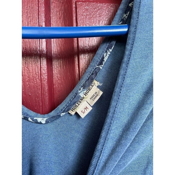 Holding Horses Anthropologie Chambray Patched Patchwork Fall Dress S/M $128 - Picture 4 of 8